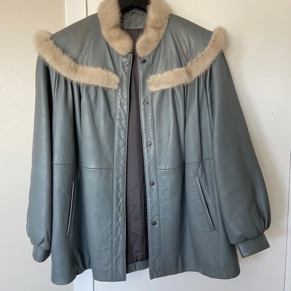 Vintage leather jacket with Mink fur - Picture 4 of 6